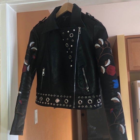 Floral detail leather bomber - Picture 2 of 5